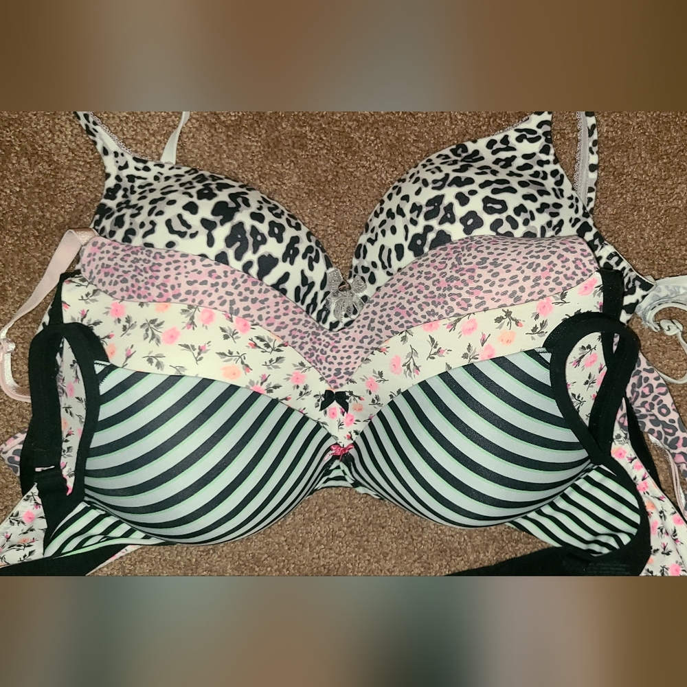 Victoria's Secret Black and White Striped Bra Set